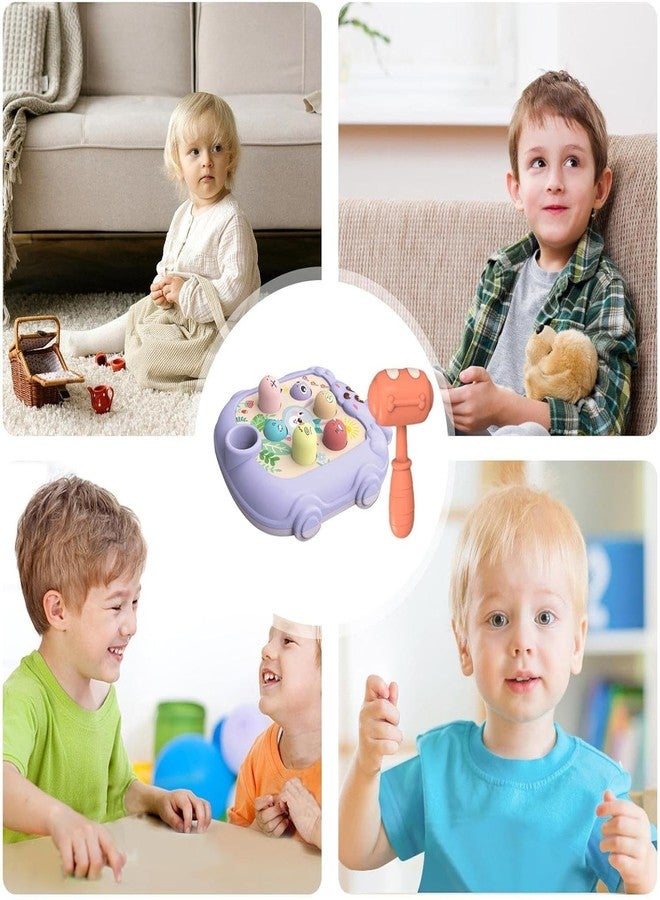 BeFunky Whack Game Mole - Interactive Fidget Toy and Game for Toddler | Cartoon Bunny Design Hammering and Pounding Toys with Hammer (Purple) - Image 3